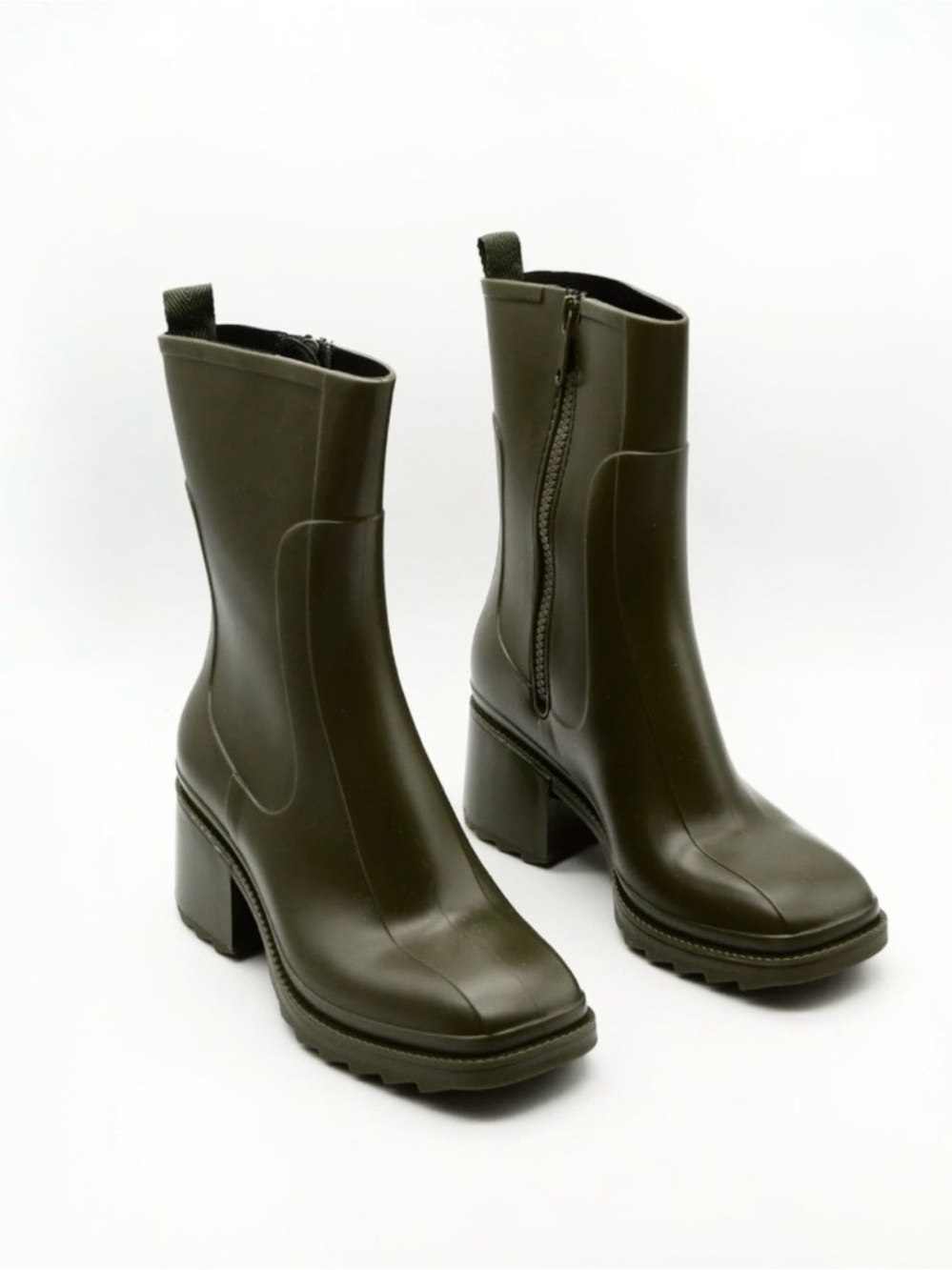 Jeffrey Campbell Play • Midi Matte Rain Boot • Deep Olive • 7